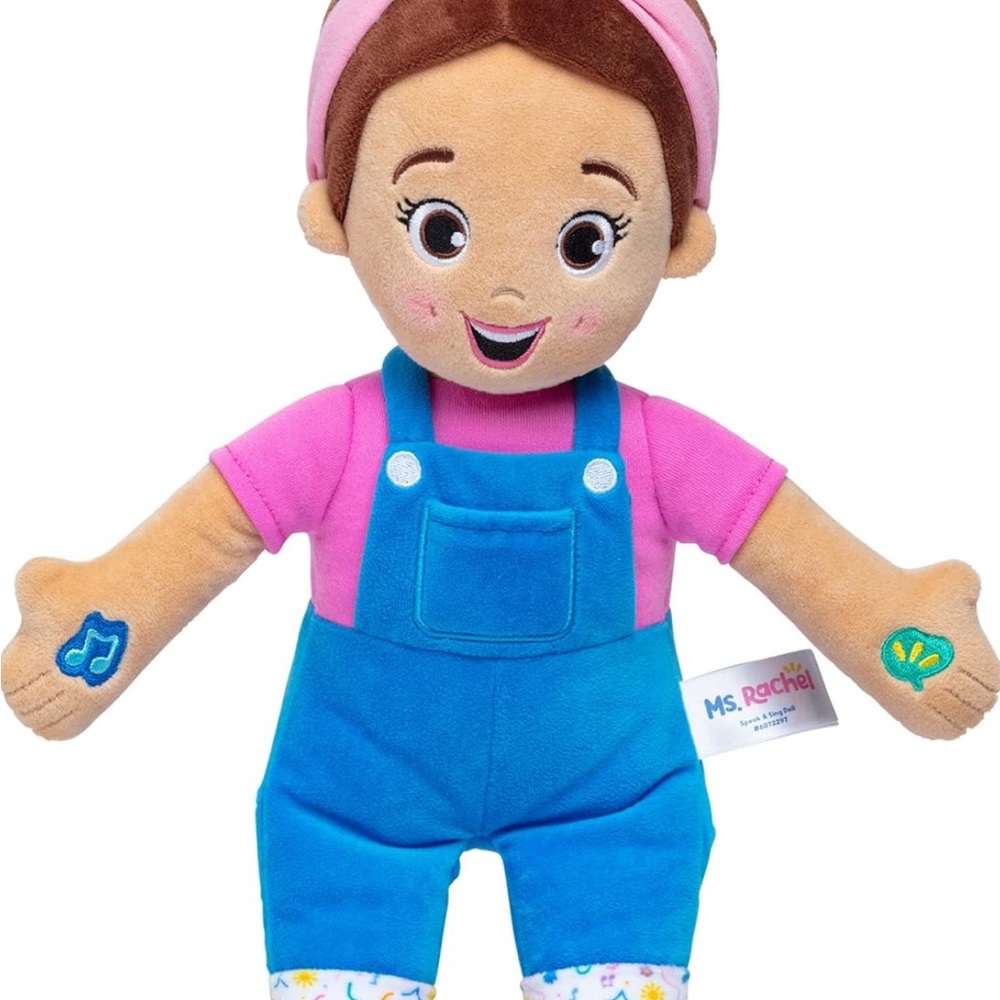 Rachel Pink & Blue Plush Doll with Brown Hair